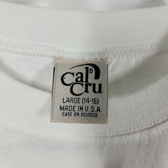 Vintage 90s Youth S M L Cal Cru Stars Stripes Single Stitched Sleeve T Shirt USA - Picture 10 of 10